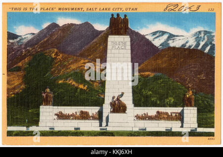 Le monument « This Is the place » à Salt Lake City, dans l'Utah, commémore l'arrivée des pionniers mormons dans la vallée en 1847. Il est un monument historique et culturel de la ville, reflétant l'importance de la colonie mormone. Banque D'Images