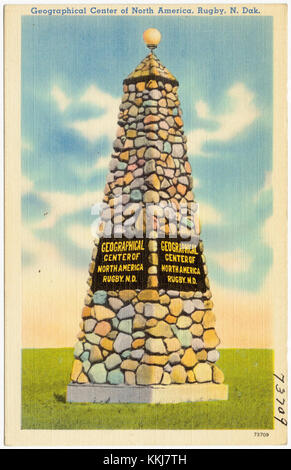 Le centre géographique de l'Amérique du Nord est situé à Rugby, Dakota du Nord. Ce point est reconnu comme le point central du continent nord-américain, marqué par un monument et servant de repère populaire pour les visiteurs. Banque D'Images