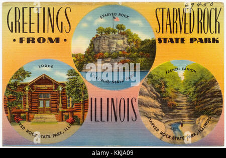 Salutations du Starved Rock State Park, Illinois -- Starved Rock, Lodge, French Canyon (69450) Banque D'Images