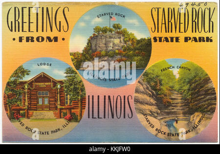 Salutations du Starved Rock State Park, Illinois -- Starved Rock, Lodge, French Canyon Banque D'Images