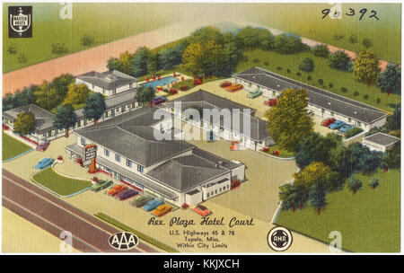 Rex Plaza Hotel court situé à l'intersection des US Highways 45 et 78 à Tupelo, Mississippi. Le site historique met en valeur l'architecture et la culture routière de la région datant du milieu du XXe siècle. Banque D'Images