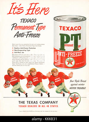 1948 Magazine américain Texaco Anti-Freeze Annonce Banque D'Images