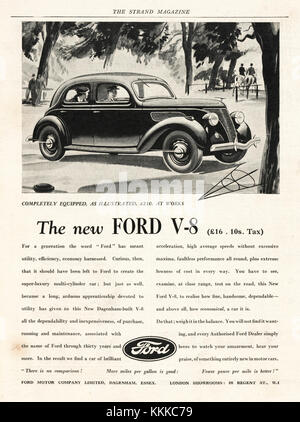 1936 Magazine UK Ford Voiture Annonce Banque D'Images