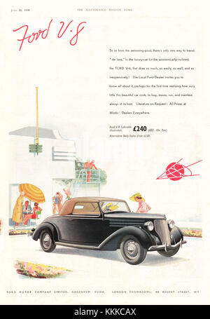 1936 Ford V-8 magazine britannique annonce Voiture Banque D'Images