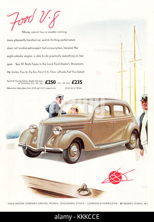 1936 Ford V-8 magazine britannique annonce Voiture Banque D'Images