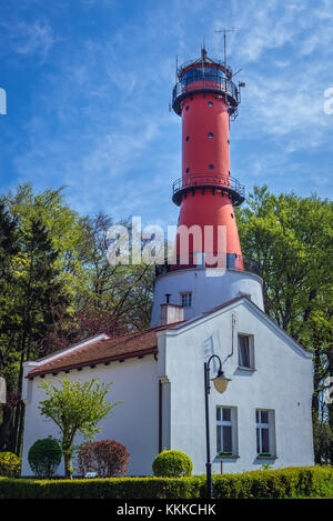 C'est ce qu'on appelle le vieux phare (mais en fait actif) et le musée dans le village de Rozewie sur la côte de la mer Baltique dans la Voïvodie de Poméranie de Pologne Banque D'Images