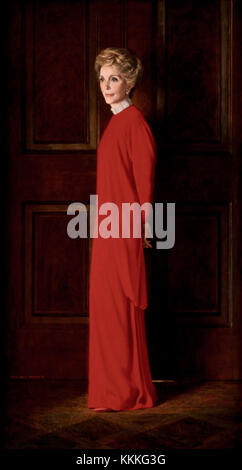 Le portrait officiel de Nancy Reagan à la Maison Blanche représente l'ancienne première dame des États-Unis, connue pour son rôle dans la politique américaine et son plaidoyer en faveur de la prévention de la toxicomanie. Banque D'Images