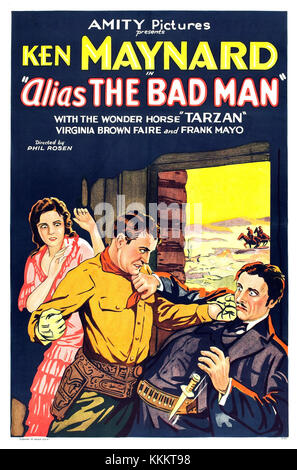 Alias the Bad Man est un film de 1931 qui explore la vie d'un hors-la-loi notoire, avec des thèmes de crime et de rédemption. Le film examine les complexités de la vie du personnage dans le contexte du cinéma occidental. Banque D'Images