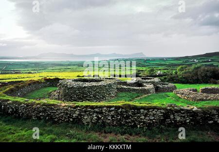 Caherdorgan cashel ou anneau fort. Lieu fortifié celtique près de Kilmakedar sur la péninsule de Dingle, comté de Kerry, Irlande. Banque D'Images