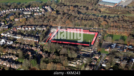 Vue aérienne du terrain de football de Salford City FC, Manchester, UK Banque D'Images