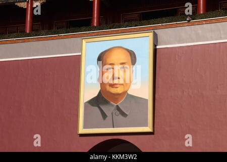 Détail de la Mao Zedong portrait sur porte Tiananmen Banque D'Images