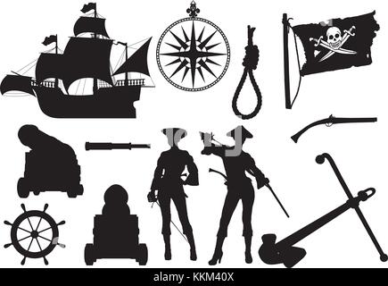 Silhouettes pirate Illustration de Vecteur