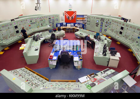 La salle de contrôle à la centrale nucléaire HUNTERSTON B près de West Kilbride, Ecosse. Banque D'Images