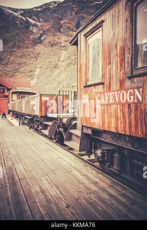 Flam, norvège - octobre 2017 : vieux train flamsbana in Norway dans le musée de chemin de fer dans la ville de flam, Norvège Banque D'Images