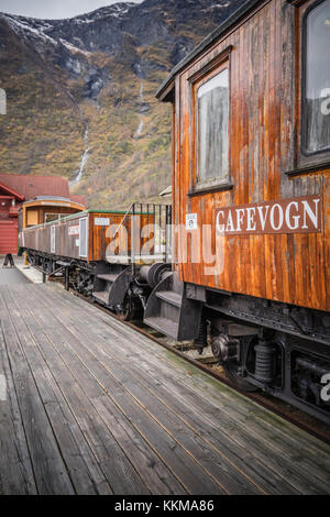 Flam, norvège - octobre 2017 : vieux train flamsbana in Norway dans le musée de chemin de fer dans la ville de flam, Norvège Banque D'Images