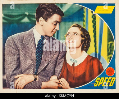 Une carte du lobby du film *Speed*, mettant en vedette un moment dramatique du thriller d’action de 1994 avec Keanu Reeves et Sandra Bullock. Banque D'Images