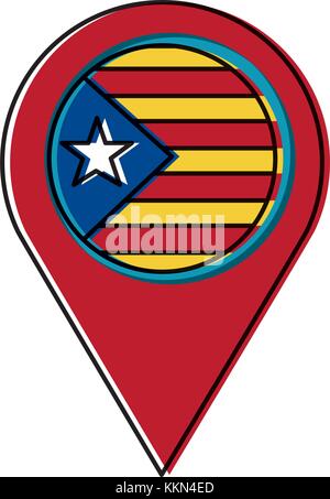 Carte Pin drapeau catalogne concept emplacement Illustration de Vecteur