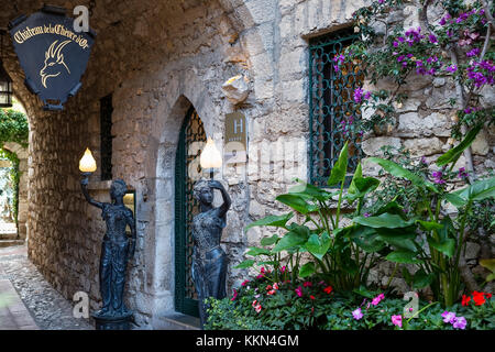 Charmant hôtel de luxe La Chèvre d'Or, Eze, France. Banque D'Images