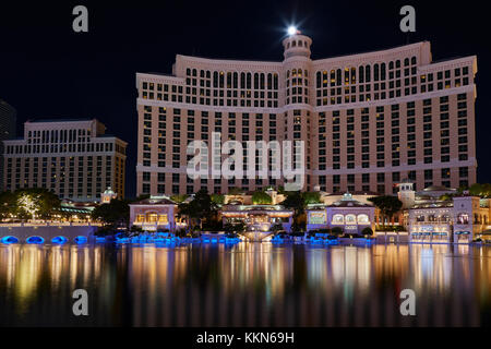 Pleine lune sur le Bellagio, las vegas. Banque D'Images