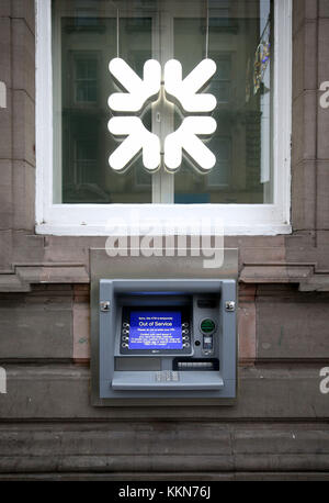 Une succursale de la Royal Bank of Scotland à Dundee. La banque a annoncé qu'il est de près de 62 succursales à travers le pays en 2018. Banque D'Images