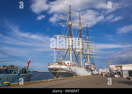 Bateau à voile Dar Pomorza (Don de Pomerania) navire musée dans le port de Gdynia ville, Voivodeship de Poméranie de Pologne Banque D'Images