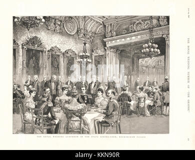 1896 Le graphique mariage royal déjeuner au Palais de Buckingham pour la Princesse Maud et le prince Carl de Danemark Banque D'Images