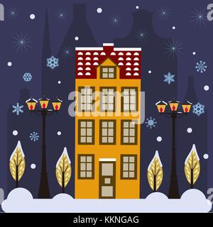 Joyeux Noël carte avec chambre. vector illustration. Bonne année Illustration de Vecteur