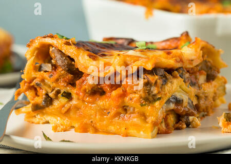 Salé lasagnes boeuf italienne faite maison avec du fromage et de la sauce Banque D'Images