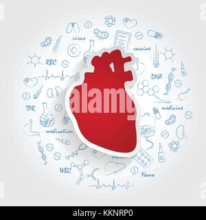 Soins médicaux créatif avec les droits de l'arrière-plan de l'anatomie cardiaque. symbole médical de cardiologie. vector illustration. Illustration de Vecteur