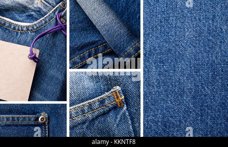 Ensemble de jeans en denim bleu, texture background Banque D'Images