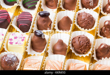 Chocolats, bonbons, truffe, emballés dans des boîtes Banque D'Images