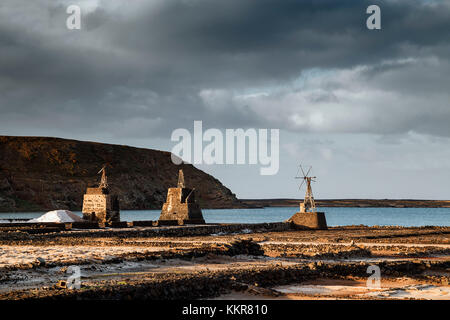 Dans les usines de Salinas de Janubio, Yaiza, Lanzarote, îles canaries, espagne Banque D'Images