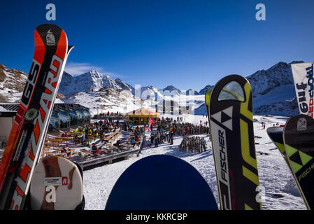 Autriche, Tyrol, Pitztal, mittelberg, domaine skiable du glacier de pitztal, gletcherexpress gare, d'une altitude de 2840 mètres, l'hiver Banque D'Images