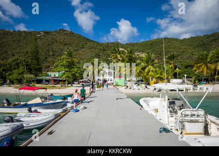 Îles vierges britanniques, Jost van Dyke, grand port, Pier Banque D'Images