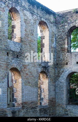 Pays-bas, Saint Eustache, Oranjestad, ruines de la synagogue honen dalim, construit en 1739 Banque D'Images