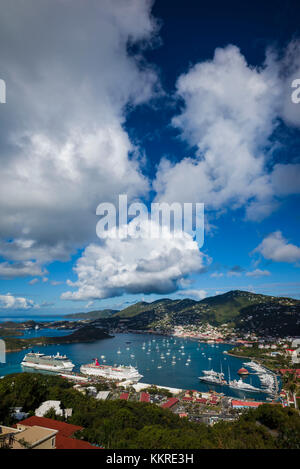 Aux îles Vierges, st. thomas, Charlotte Amalie, havensight cruiseship port à partir de Paradise Point Banque D'Images