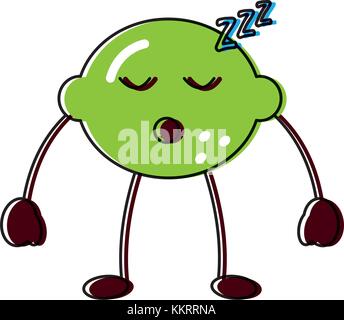 Couchage lime ou de citron fruit kawaii droit Illustration de Vecteur