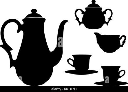 Thé ou café - vector silhouettes set Illustration de Vecteur