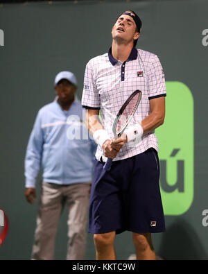 KEY BISCAYNE, FL - 25 MARS : John Isner le 6 mars de l'Open de Miami au Crandon Park tennis Centre le 25 mars 2017 à Key Biscayne, Floride personnes : John Isner Banque D'Images