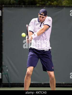 KEY BISCAYNE, FL - 25 MARS : John Isner le 6 mars de l'Open de Miami au Crandon Park tennis Centre le 25 mars 2017 à Key Biscayne, Floride personnes : John Isner Banque D'Images