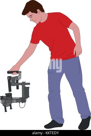 Poche avec Vidéographe - vector illustration steadycam Illustration de Vecteur