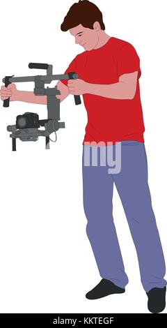 Poche avec Vidéographe - vector illustration steadycam Illustration de Vecteur