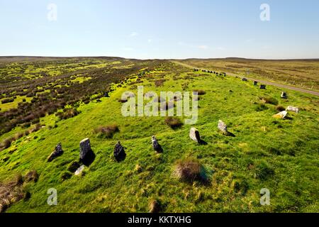 Achavanich Stone Setting 4000 ans préhistoriques alignements en pierre en forme de U. Lybster, Caithness, Écosse Banque D'Images