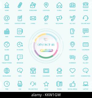 Web universel et internet nous contacter line icons set. web, blog et médias sociaux boutons. illusitration vecteur isolé sur fond. Illustration de Vecteur