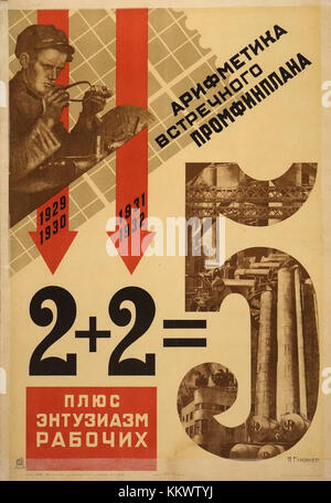 Cette affiche de 1931 de Yakov Guminer est un exemple de design graphique de l'ère soviétique. L'arithmétique d'un contre-plan se réfère probablement à un message de propagande lié à l'économie planifiée et aux idéaux socialistes au cours des premières années de l'Union soviétique. Banque D'Images