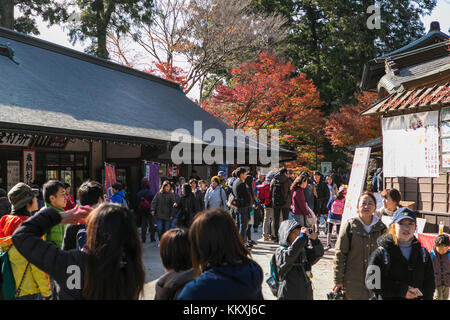 Mont Takao, Japon. 2 décembre 2017. Beaucoup de gens visitent le Mont Takao et apprécient le feuillage d'automne le premier week-end de décembre. Crédit: Yuichiro Tashiro crédit: y.location/Alay Live News Banque D'Images