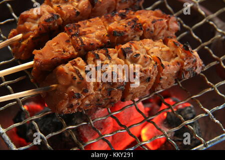 Sate Kere, le tempeh populaires de Satay / Solo Surakarta, centre de Java Banque D'Images