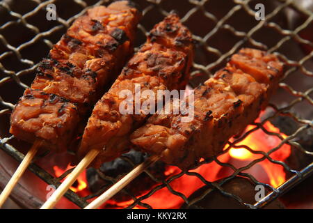 Sate Kere, le tempeh populaires de Satay / Solo Surakarta, centre de Java Banque D'Images