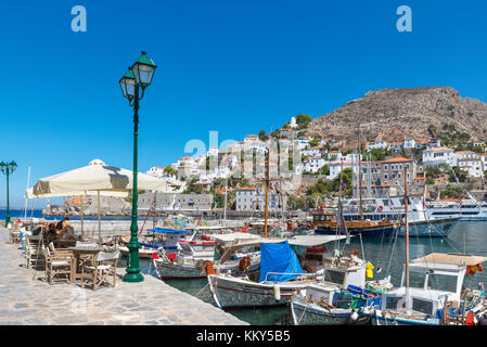 Le port à Hydra, îles saroniques, Grèce Banque D'Images