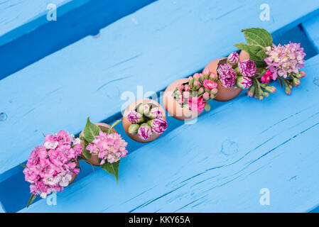 Décorée de fleurs en coquilles, still life easter Banque D'Images